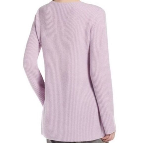 Halogen 100% cashmere purple ribbed vneck tie side sweater small - Picture 12 of 12